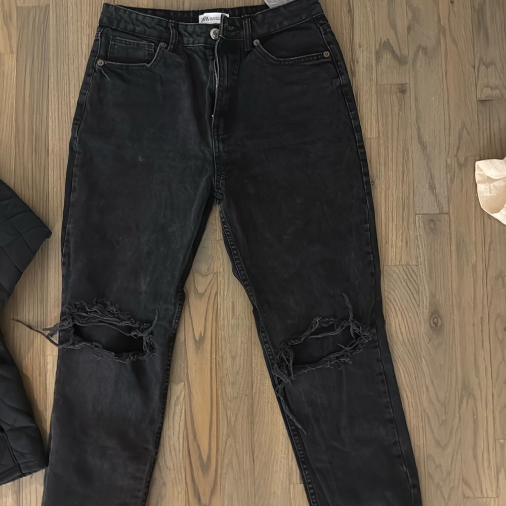 Zara black ripped jeans